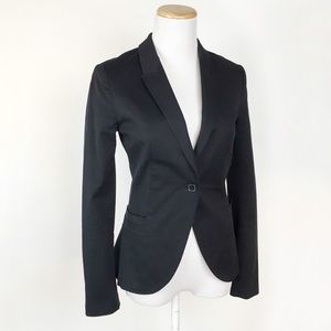 Zara Work Blazer Black Cotton Suit Jacket Coat XS